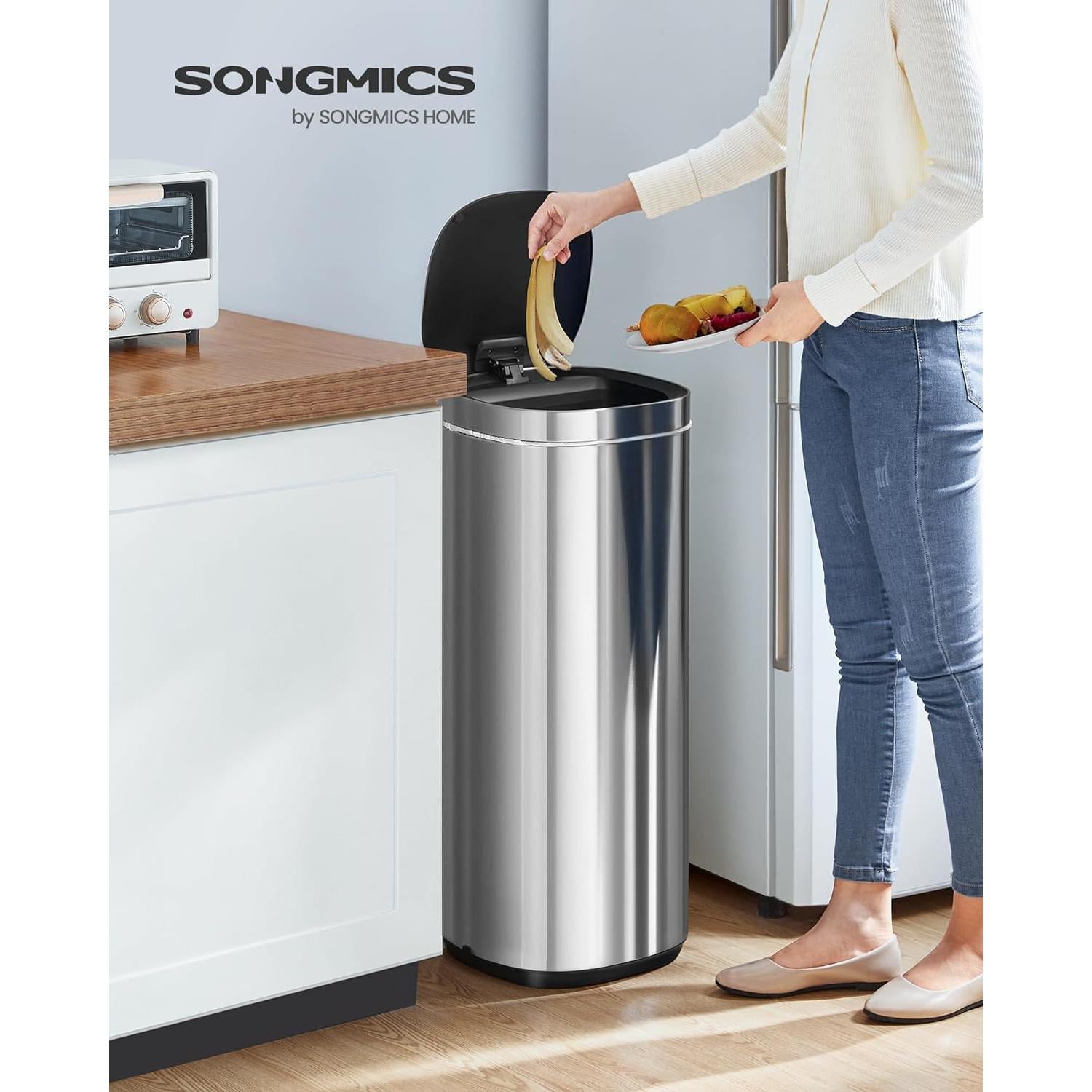Automatska kanta za smeće s senzorom pokreta, 50l, srebrne boje | SONGMICS-vitahome.hr