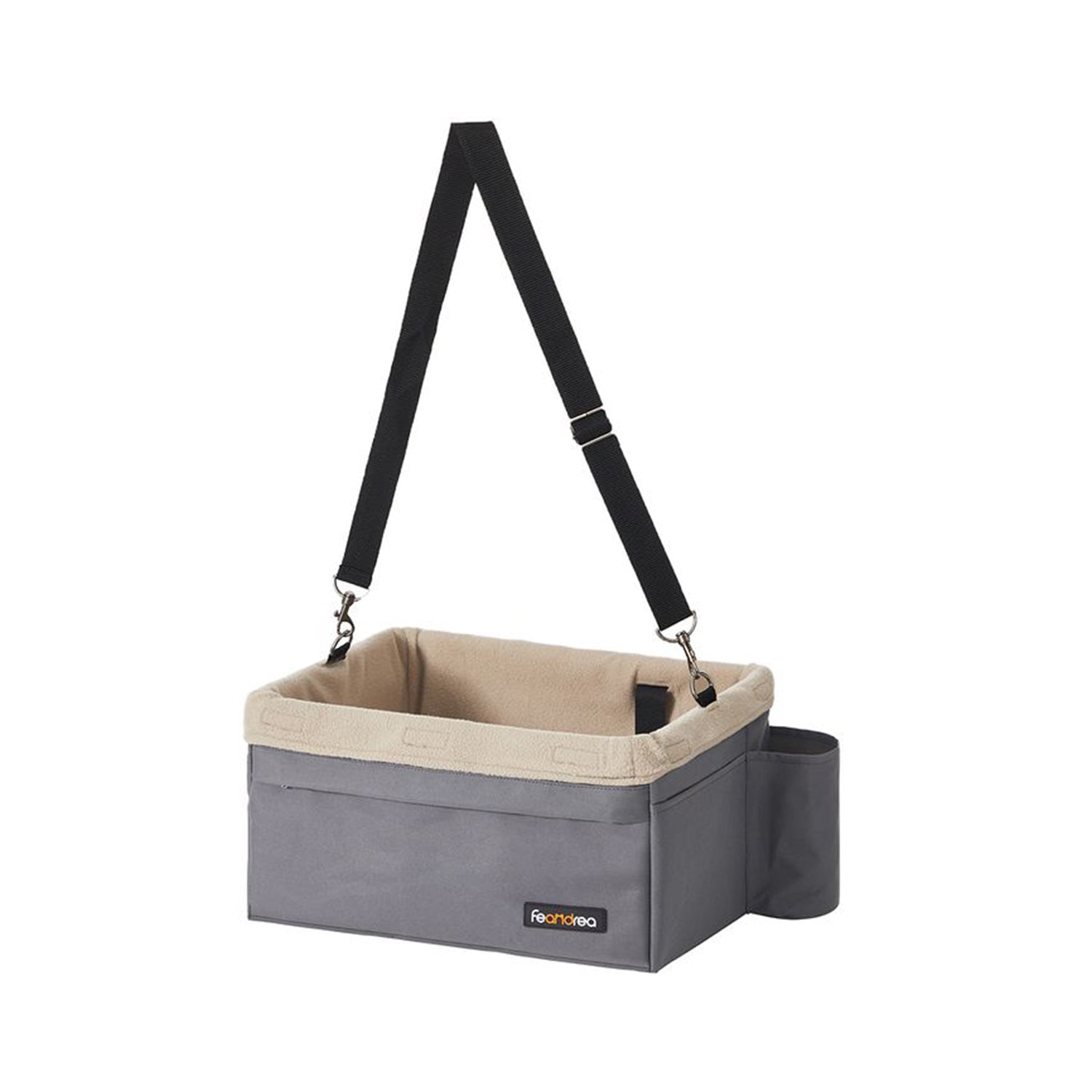 Autosjedalica za male pse, pomoćna sjedalica s podstavom od flisa 42 x 32 x 22,5 cm, siva/bež | FEANDREA | FEANDREA-vitahome.hr