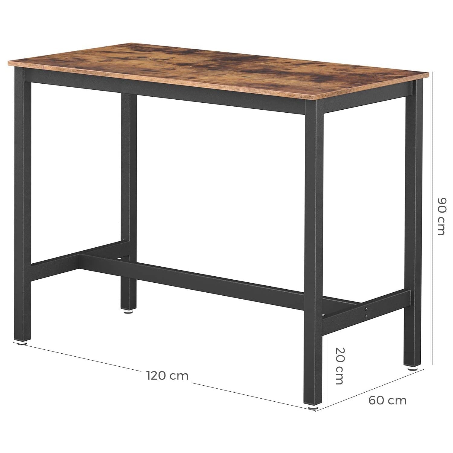 Barski, kuhinjski stol, 120 x 60 x 90 cm, rustično smeđi i crni | VASAGLE-vitahome.hr