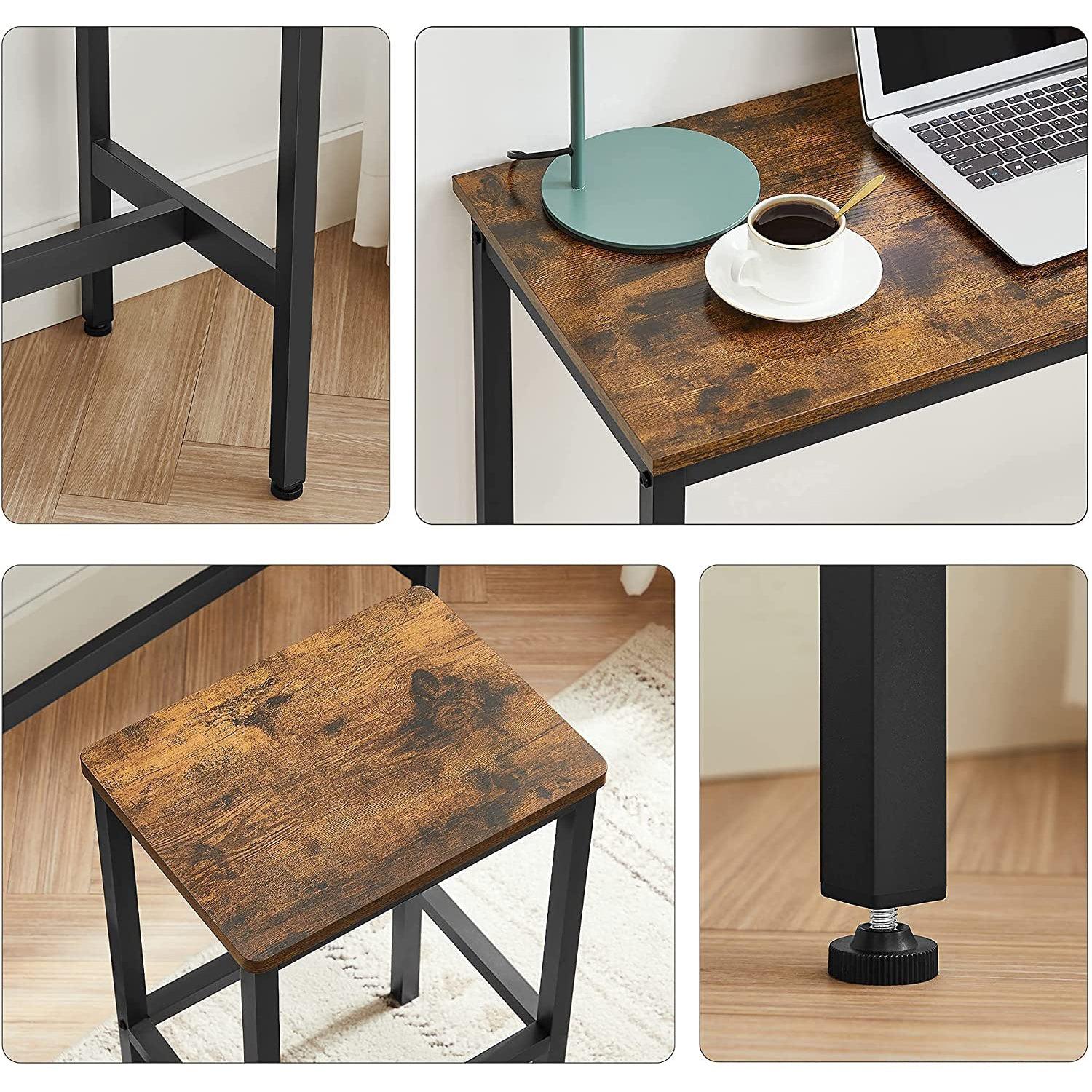 Barski stol s 2 barske stolice, 100 x 90 x 40 cm, rustikalno smeđa i crna | VASAGLE-vitahome.hr
