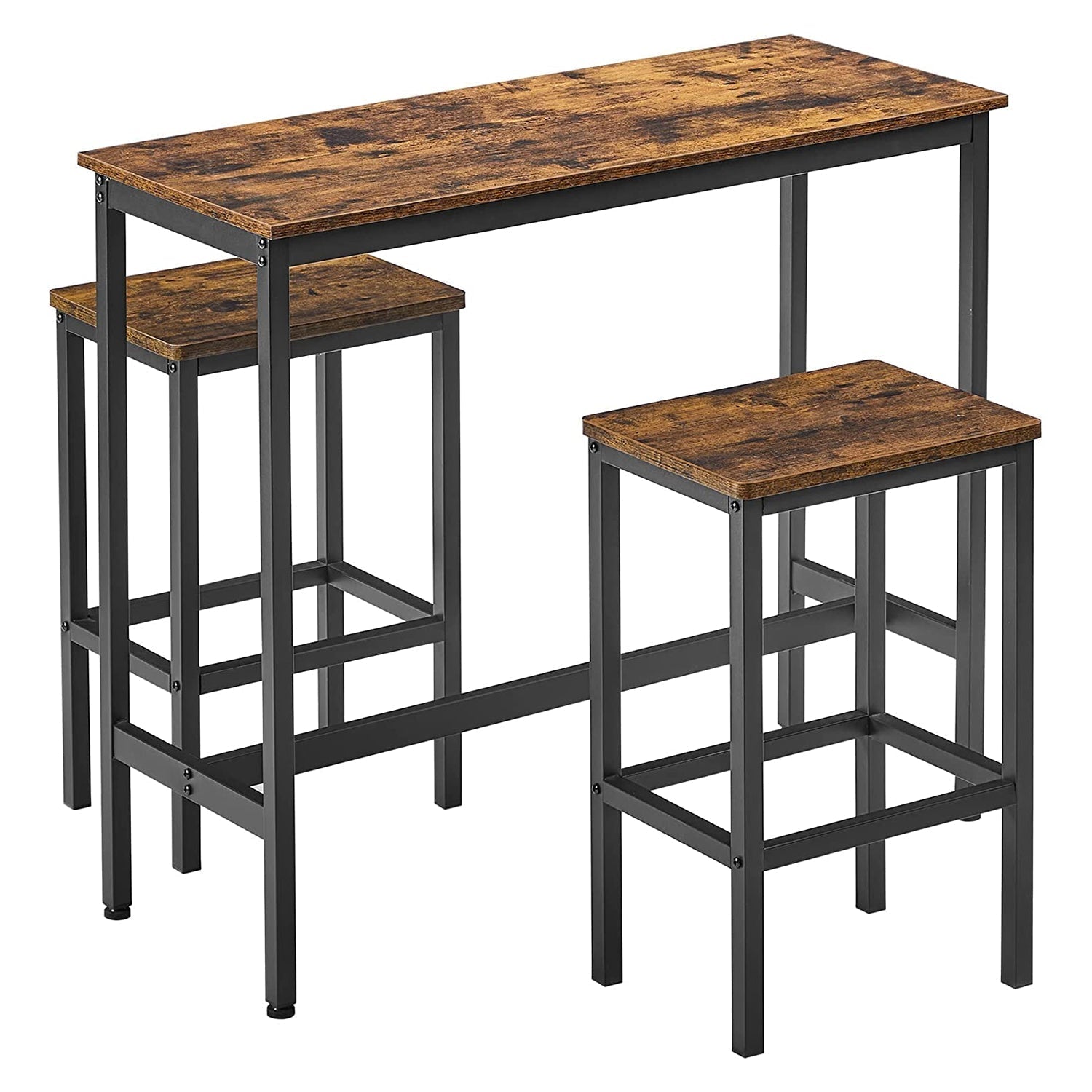 Barski stol s 2 barske stolice, 100 x 90 x 40 cm, rustikalno smeđa i crna | VASAGLE-vitahome.hr