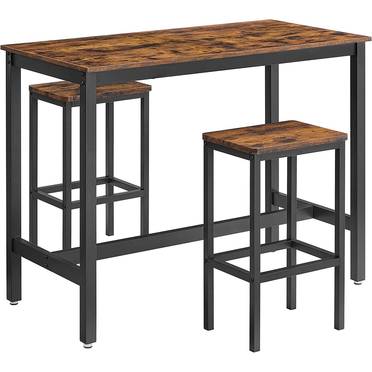 Barski stol s 2 barske stolice, 120 x 60 x 90 cm, vintage smeđa i crna | VASAGLE-vitahome.hr