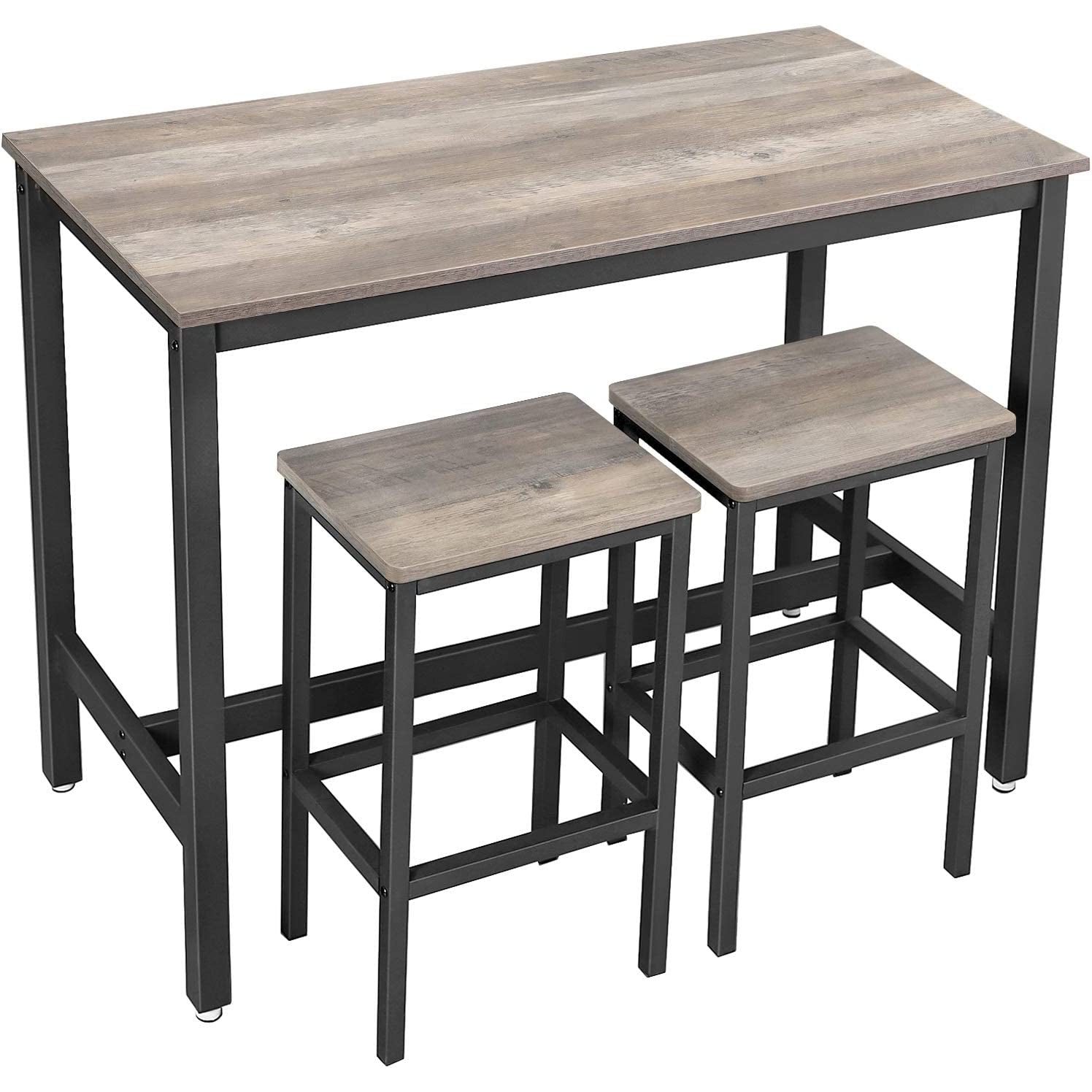 Barski stol s 2 barske stolice, 120 x 90 x 60 cm, siva i crna | VASAGLE-vitahome.hr