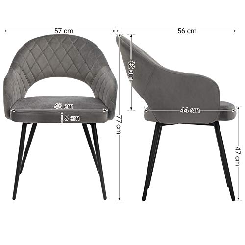 bársony étkezőszék, szürke-SONGMICS-Vita Home