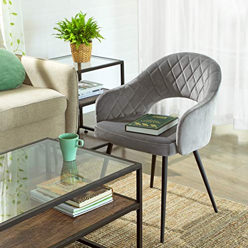 bársony étkezőszék, szürke-SONGMICS-Vita Home