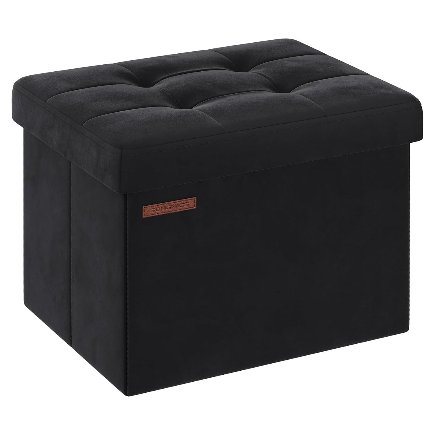 Baršunasti tabure s prostorom za pohranu, 31 x 41 x 31 cm, crni | SONGMICS-vitahome.hr