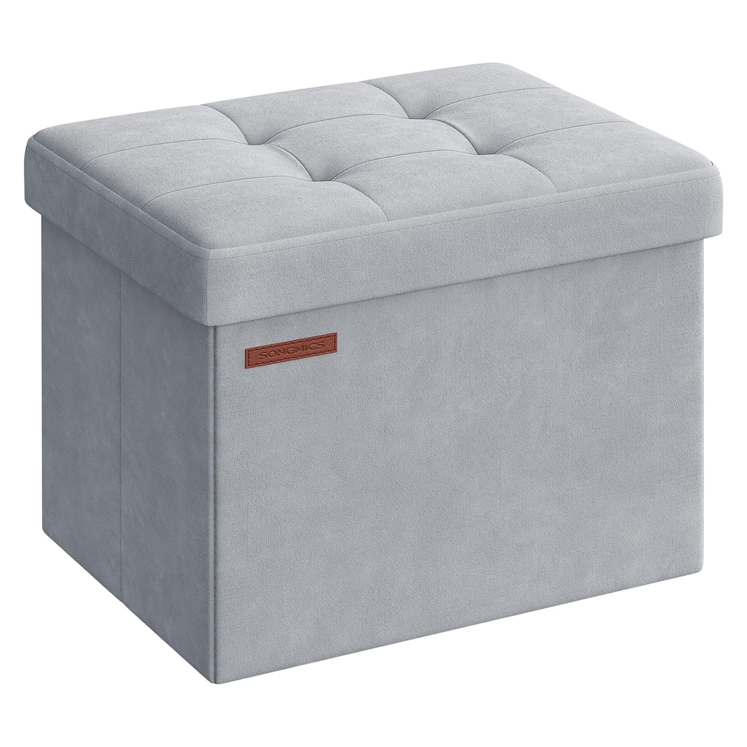 Baršunasti tabure s prostorom za pohranu, 31 x 41 x 31 cm, svijetlo sive boje | SONGMICS-vitahome.hr