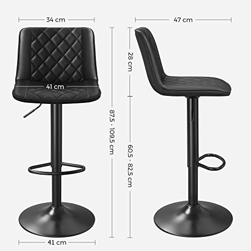Bárszék készlet 2 db, PU steppelt felület, fekete-SONGMICS-Vita Home