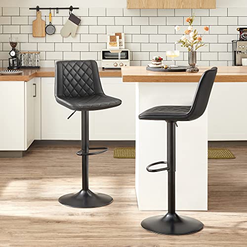 Bárszék készlet 2 db, PU steppelt felület, fekete-SONGMICS-Vita Home
