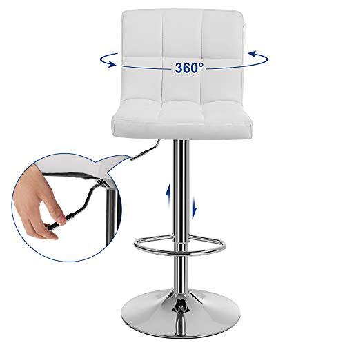 Bárszékek, 2 db-os készlet, Állítható magasságú bárszékek PU burkolattal, fehér-SONGMICS-Vita Home