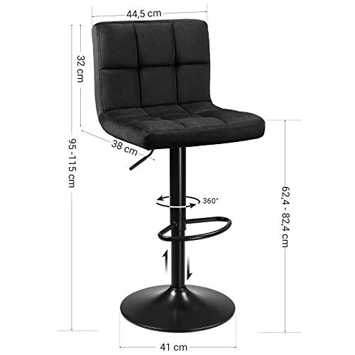 Bárszékek, 2db, bársony huzattal, állítható magasságú, fekete-SONGMICS-Vita Home