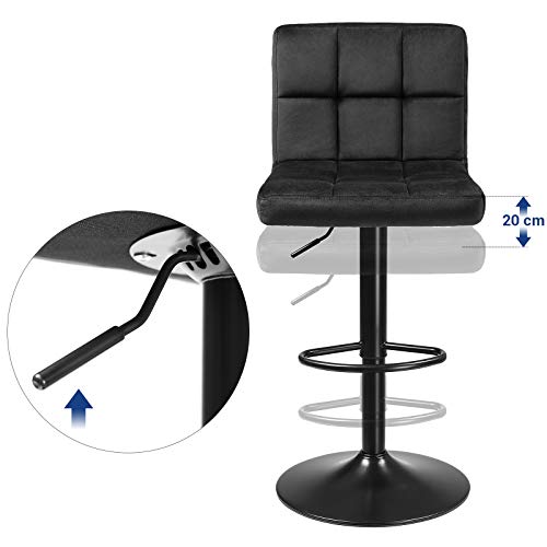Bárszékek, 2db, bársony huzattal, állítható magasságú, fekete-SONGMICS-Vita Home