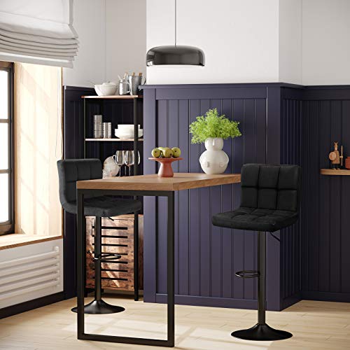 Bárszékek, 2db, bársony huzattal, állítható magasságú, fekete-SONGMICS-Vita Home