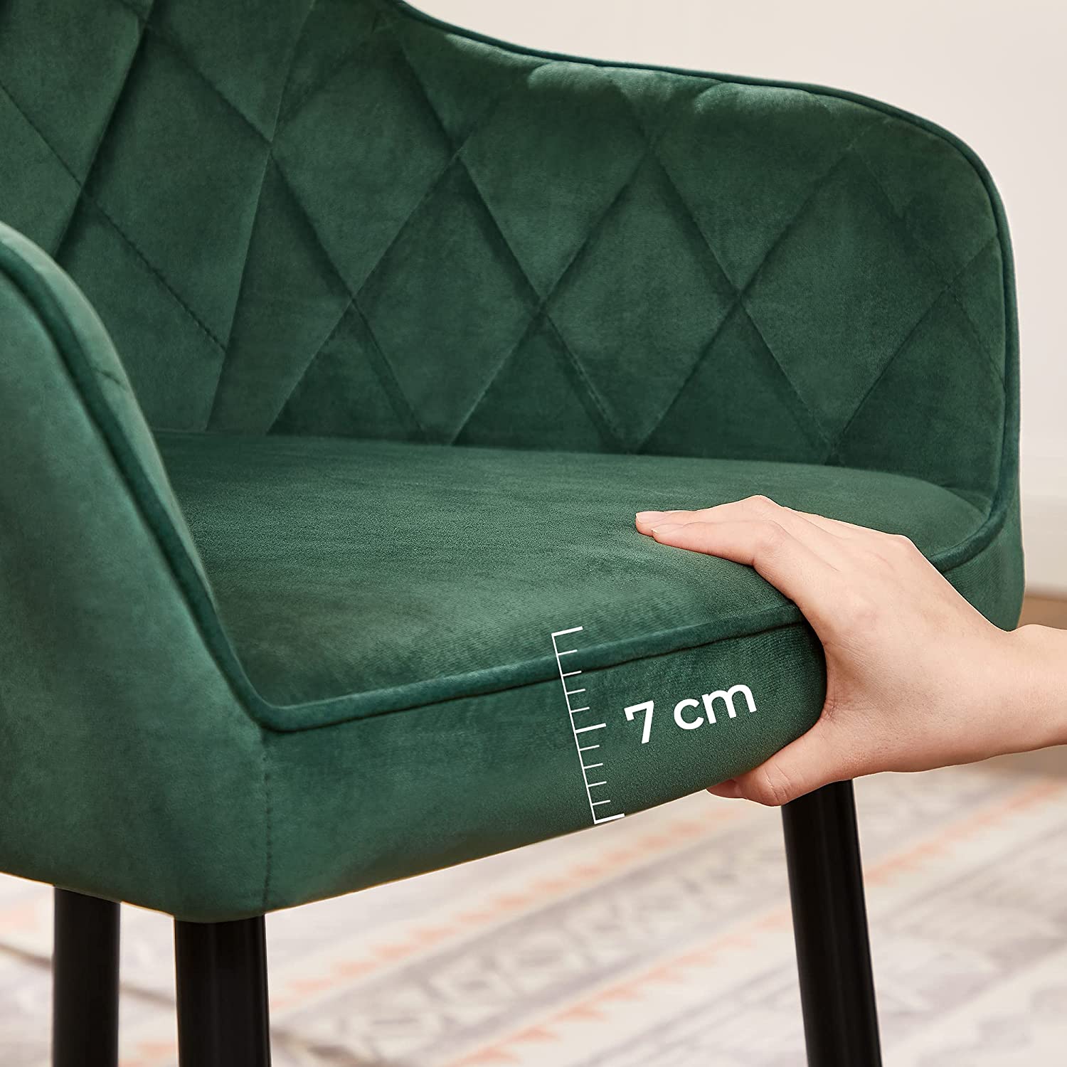 Blagovaonska stolica, ergonomska stolica s naslonima za ruke, zelena | SONGMICS-vitahome.hr