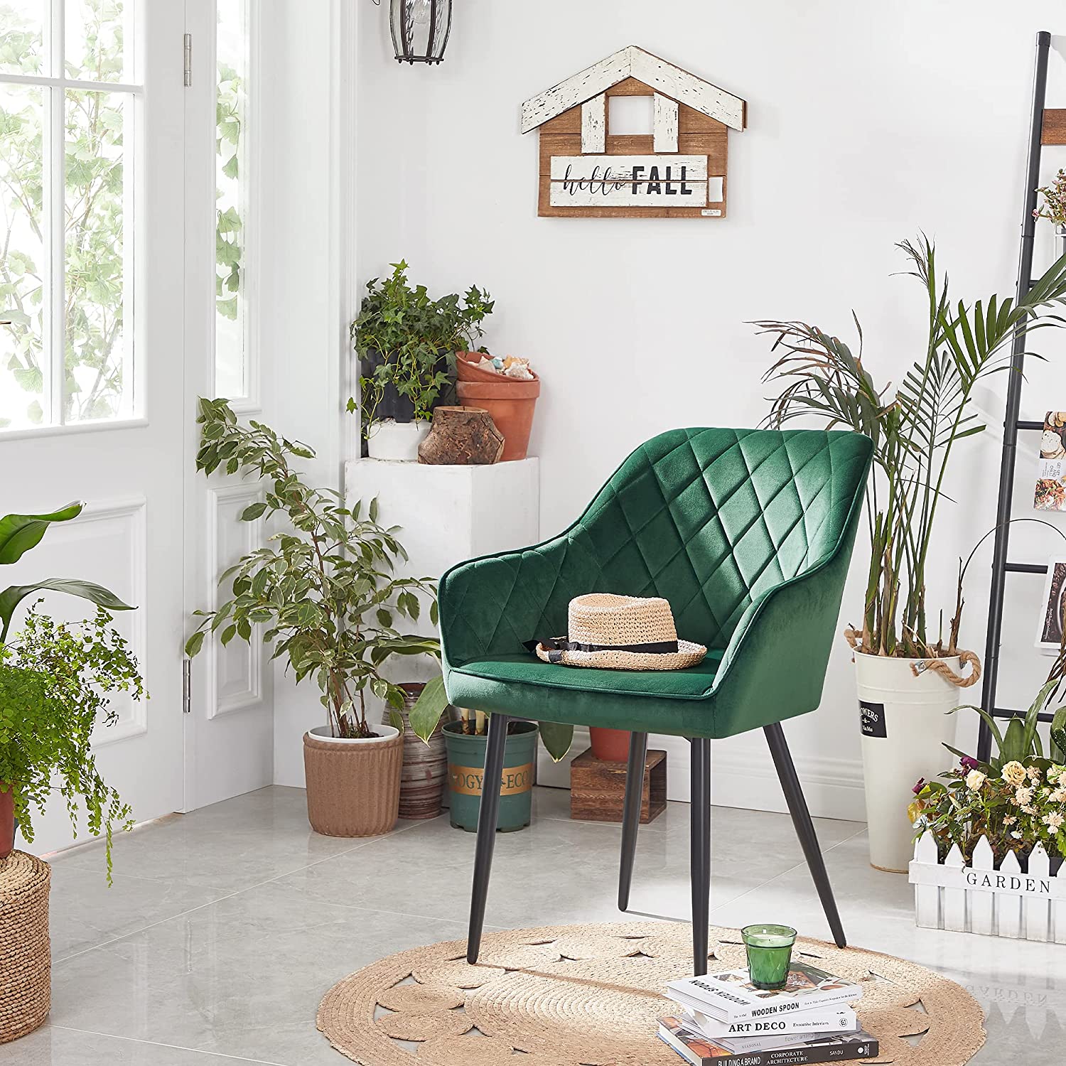 Blagovaonska stolica, ergonomska stolica s naslonima za ruke, zelena | SONGMICS-vitahome.hr