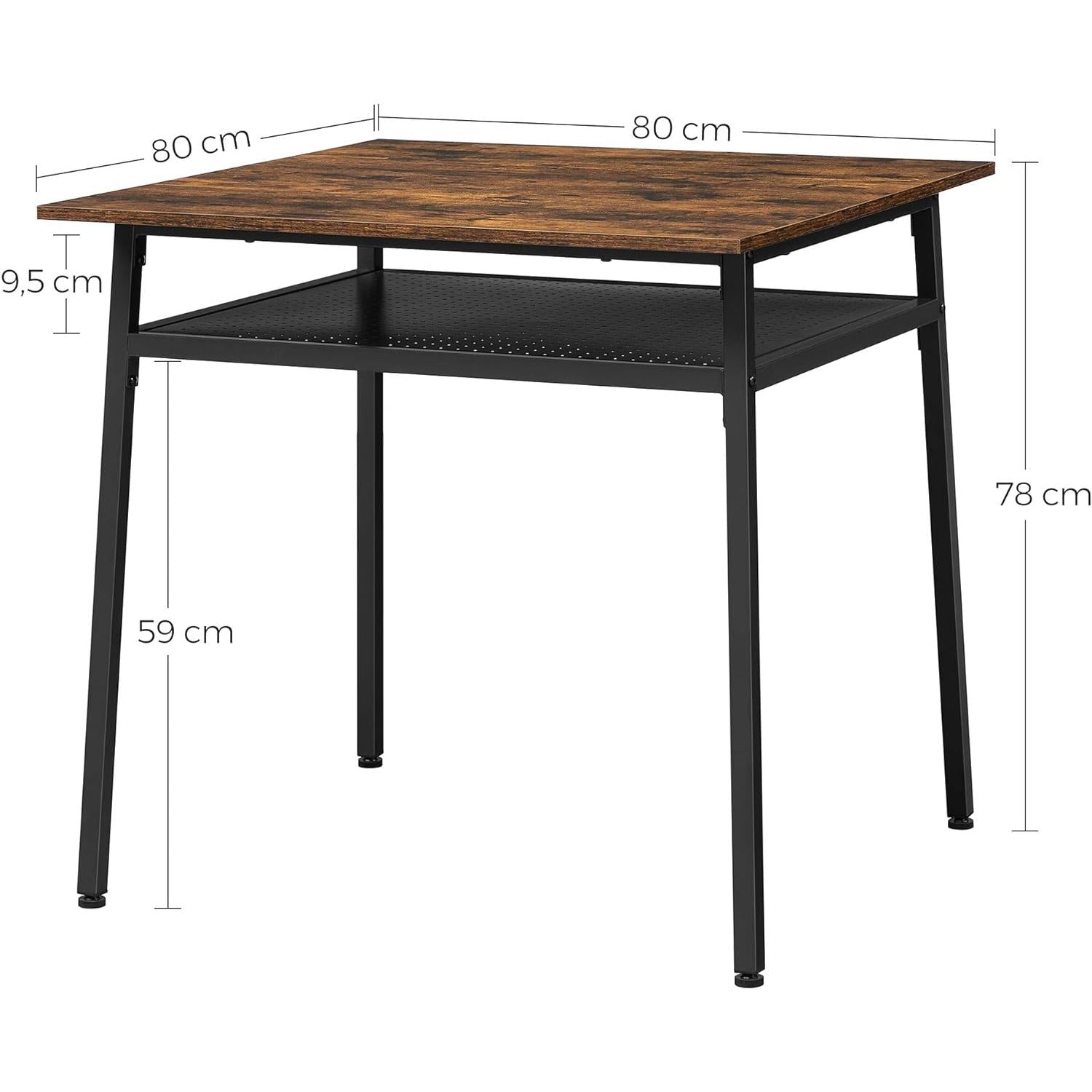 Blagovaonski stol, stol za radnu sobu, 80x80x78 cm, crno smeđe boje | VASAGLE-vitahome.hr