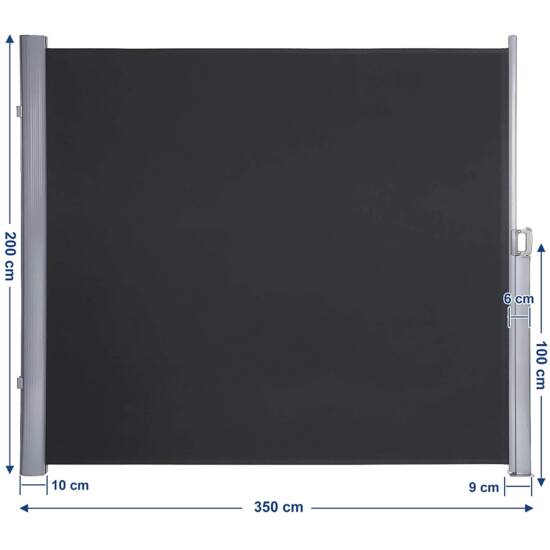 Bočna tenda na izvlačenje, 200 x 350 cm, antracit | SONGMICS-vitahome.hr