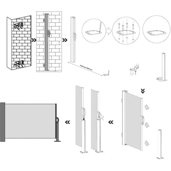 Bočna tenda na izvlačenje, 200 x 350 cm, antracit | SONGMICS-vitahome.hr