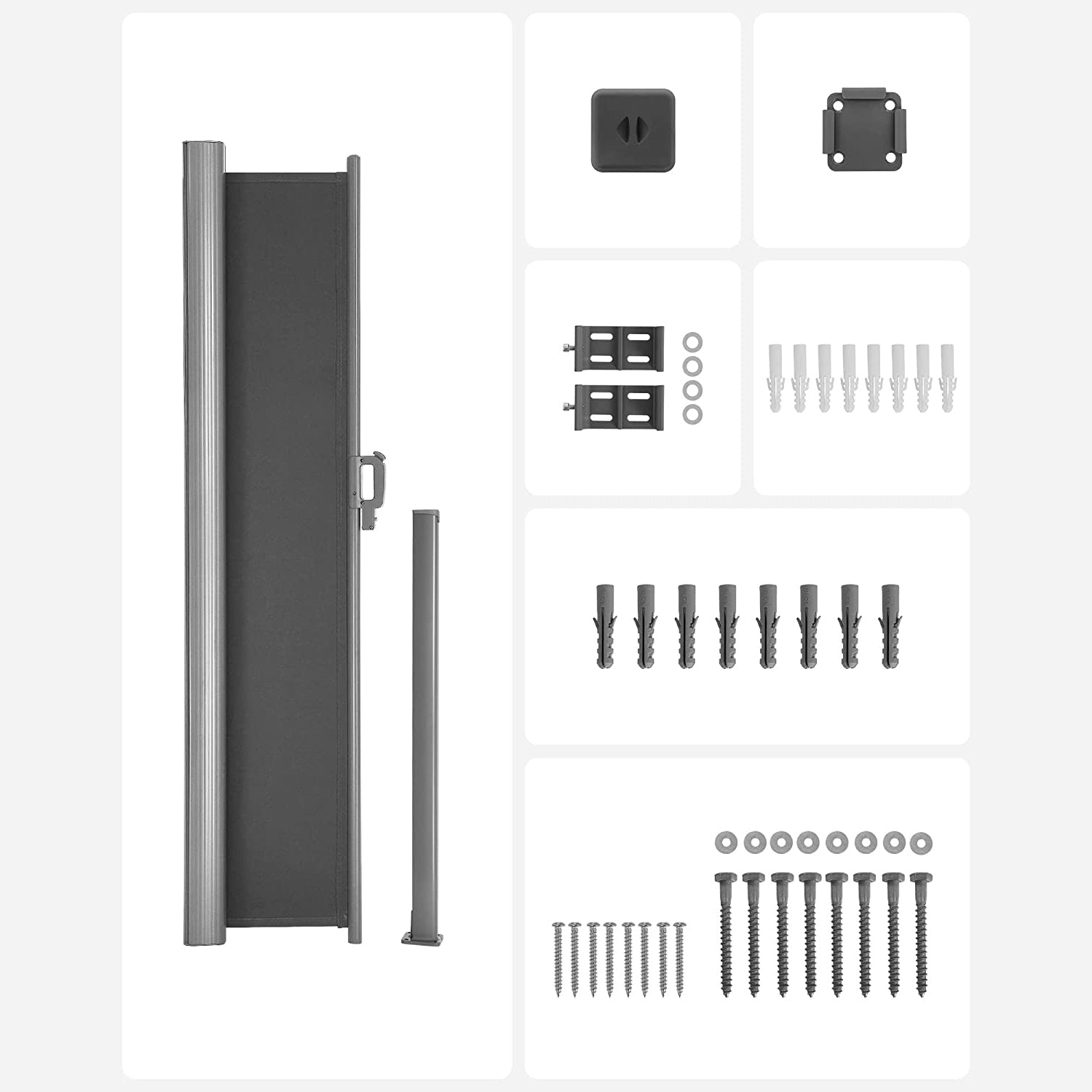 Bočna tenda za balkon i terasu 180 x 350 cm, dimno siva | SONGMICS-vitahome.hr