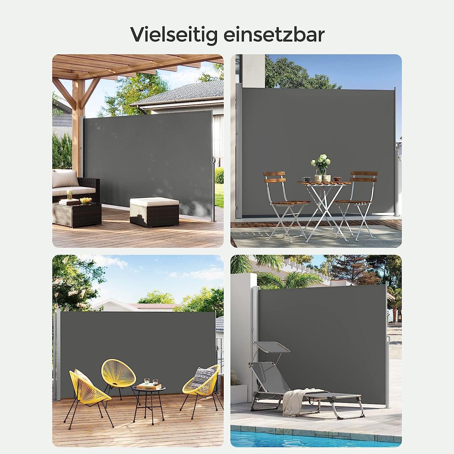 Bočna tenda, zaštitna cerada i zaštita od sunca, 180 x 450 cm, dimno siva | SONGMICS-vitahome.hr