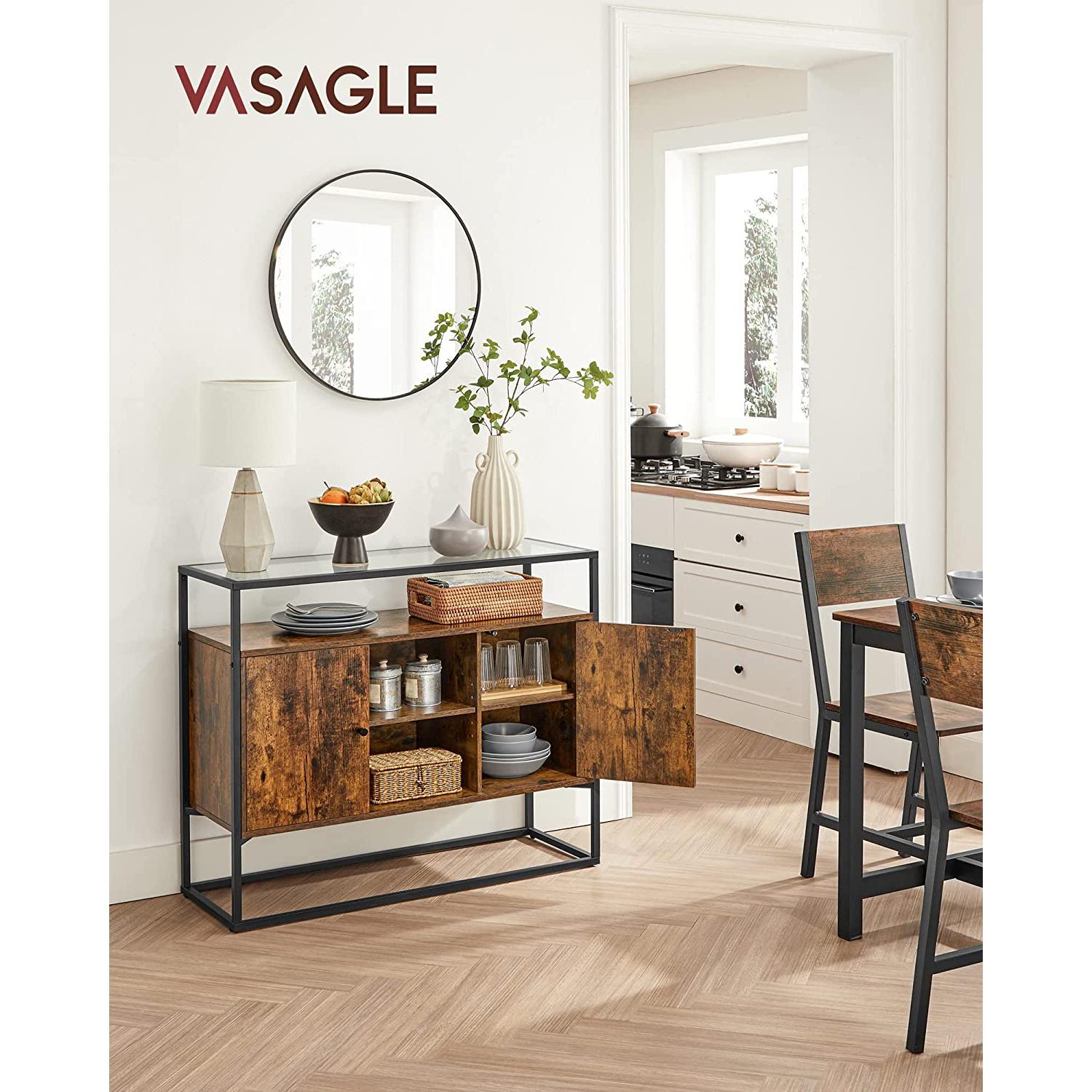 Bočni ormarić sa staklenom površinom, Konzolni stol 100 x 35 x 80 cm | Vasagle-vitahome.hr