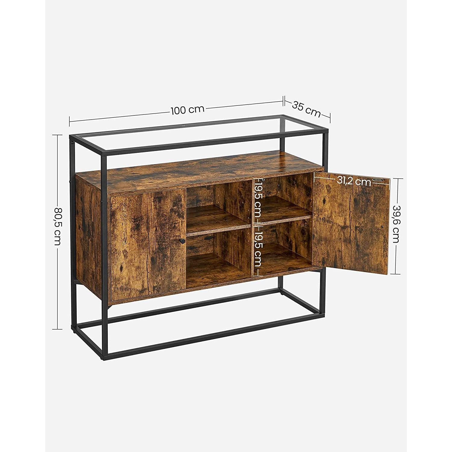 Bočni ormarić sa staklenom površinom, Konzolni stol 100 x 35 x 80 cm | Vasagle-vitahome.hr