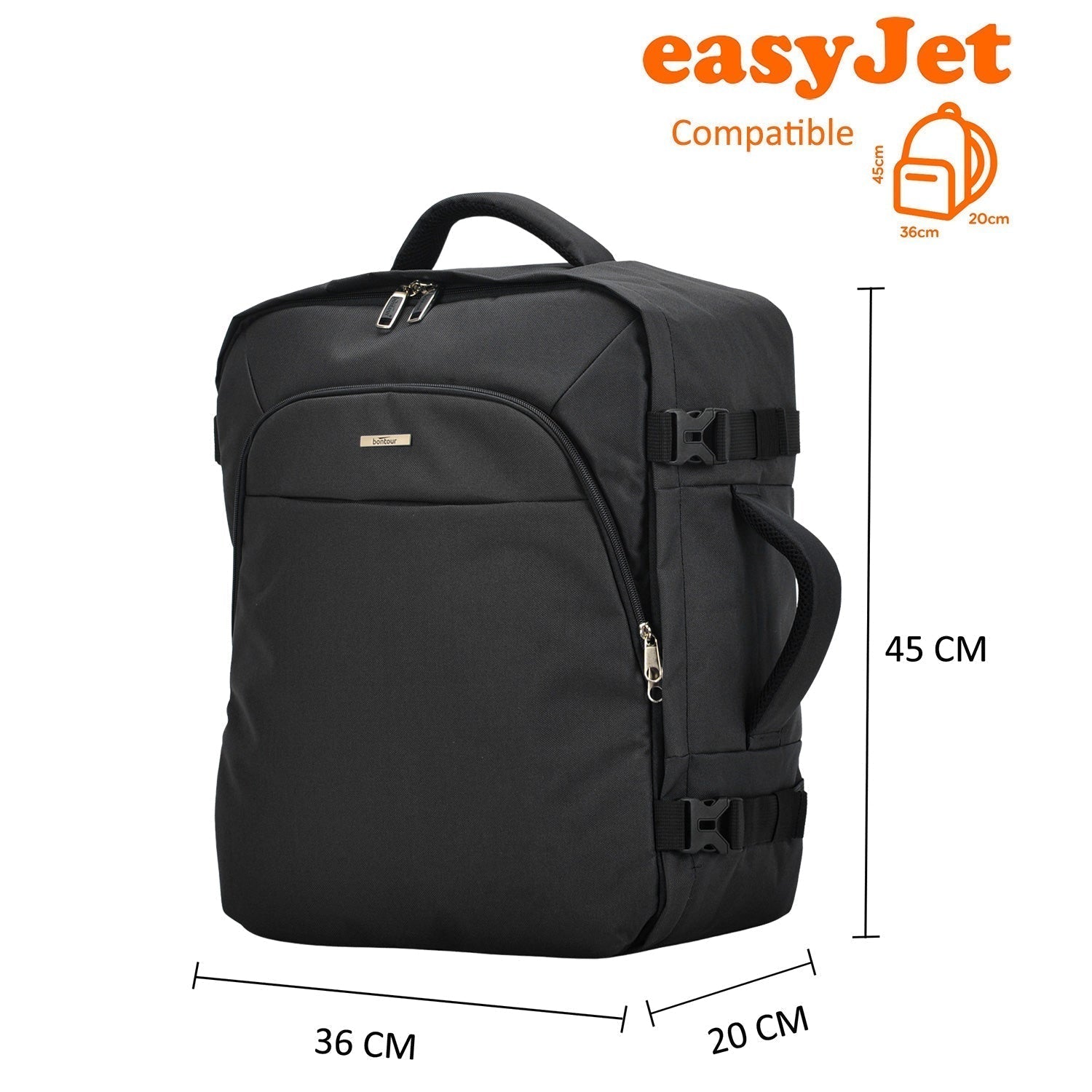 Bontour Air putni ruksak , EasyJet veličine 45x36x20cm, crni | BONTOUR-vitahome.hr