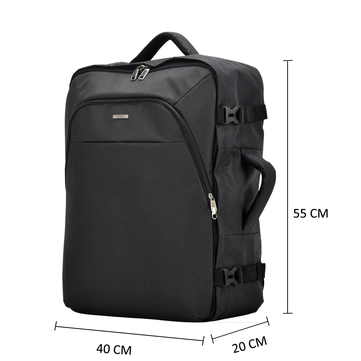 Bontour Air putni ruksak, ručna prtljaga kabinske veličine 55x40x20 cm, crni | BONTOUR-vitahome.hr