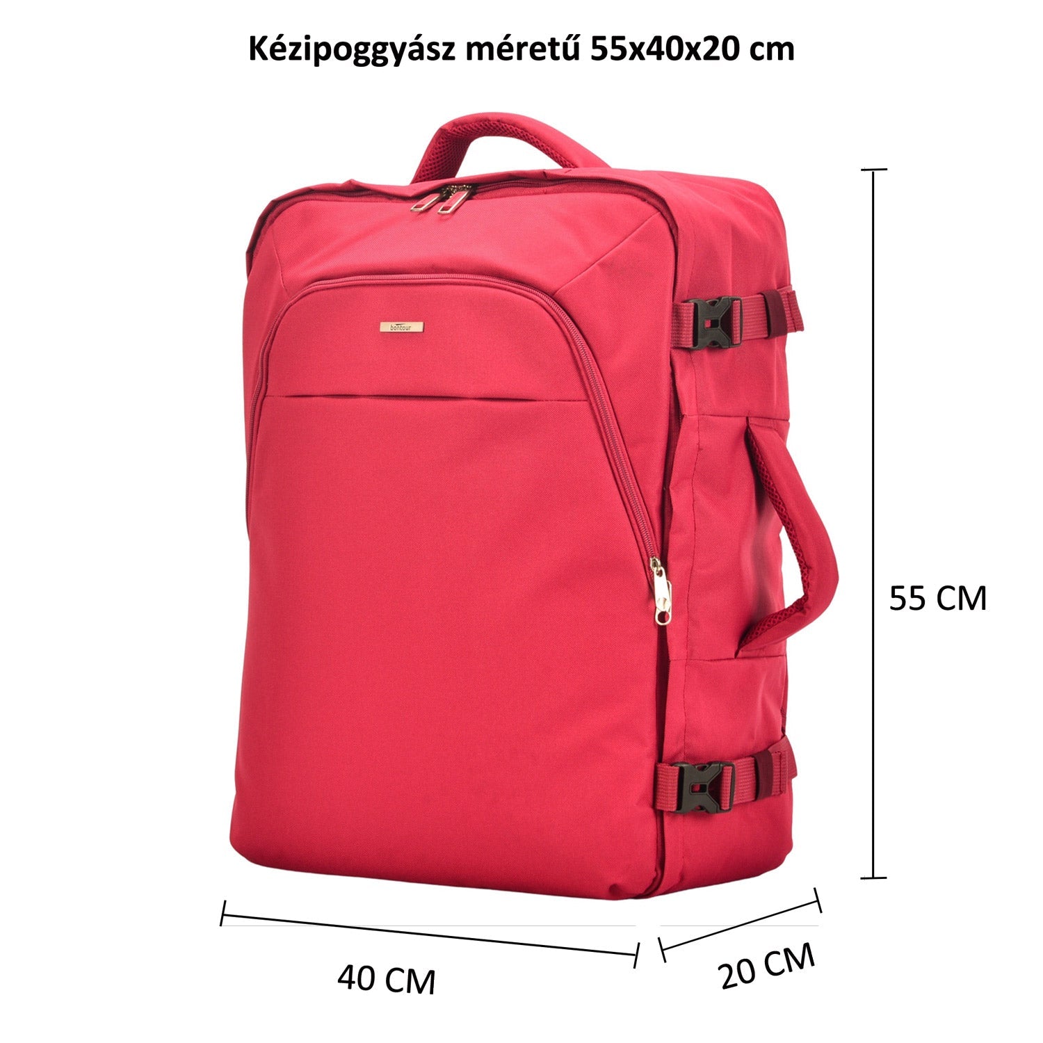 Bontour Air putni ruksak, ručna prtljaga kabinske veličine 55x40x20 cm, crveni | BONTOUR-vitahome.hr