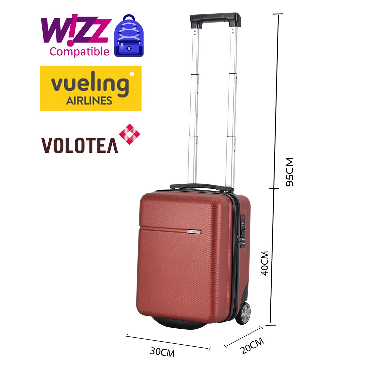 CabinOne kabinski kofer WIZZAIR (40x30x20 cm)- bordo boje | BONTOUR-vitahome.hr