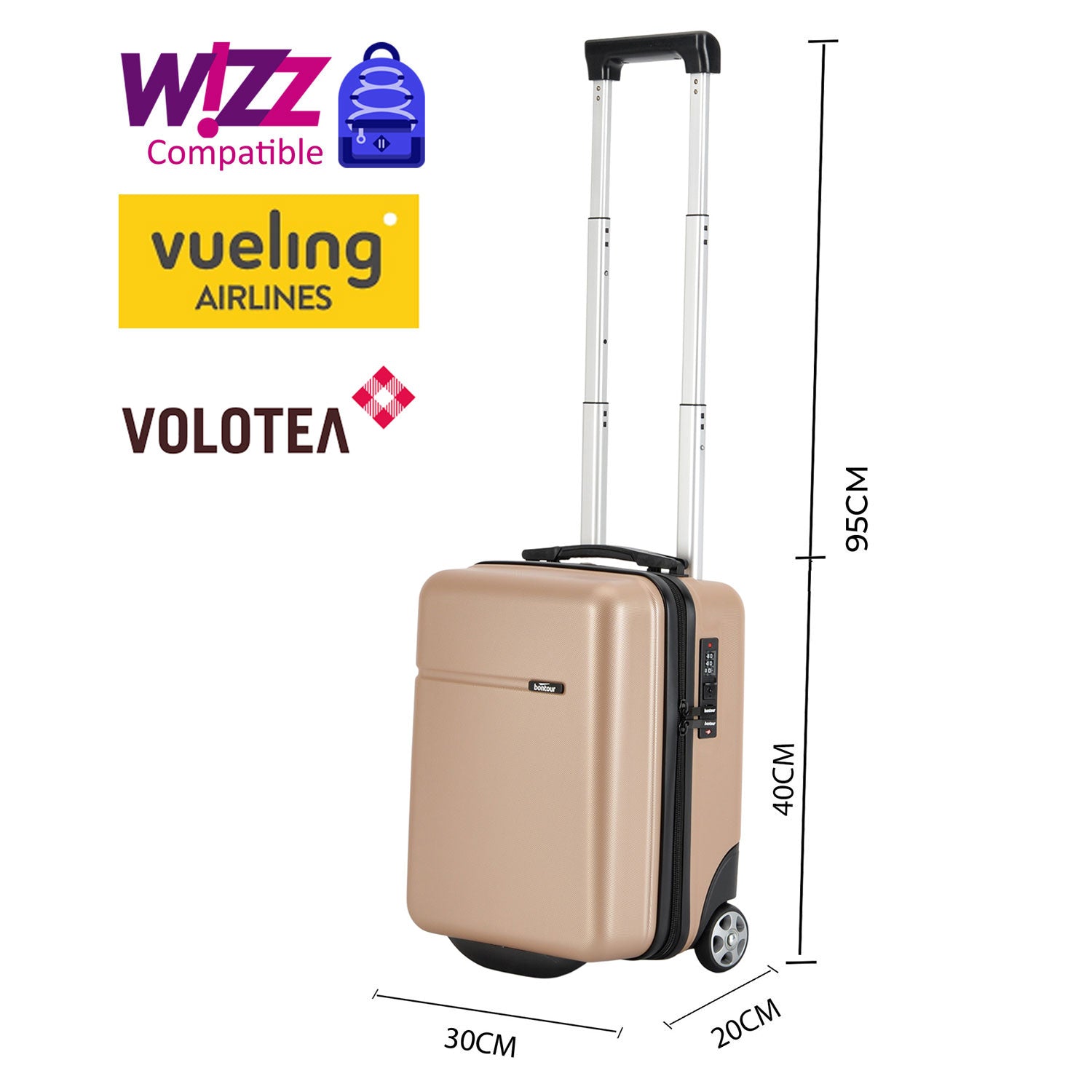 CabinOne kabinski kovčeg WIZZAIR, 40x30x20 cm, boje šampanjca | BONTOUR-vitahome.hr