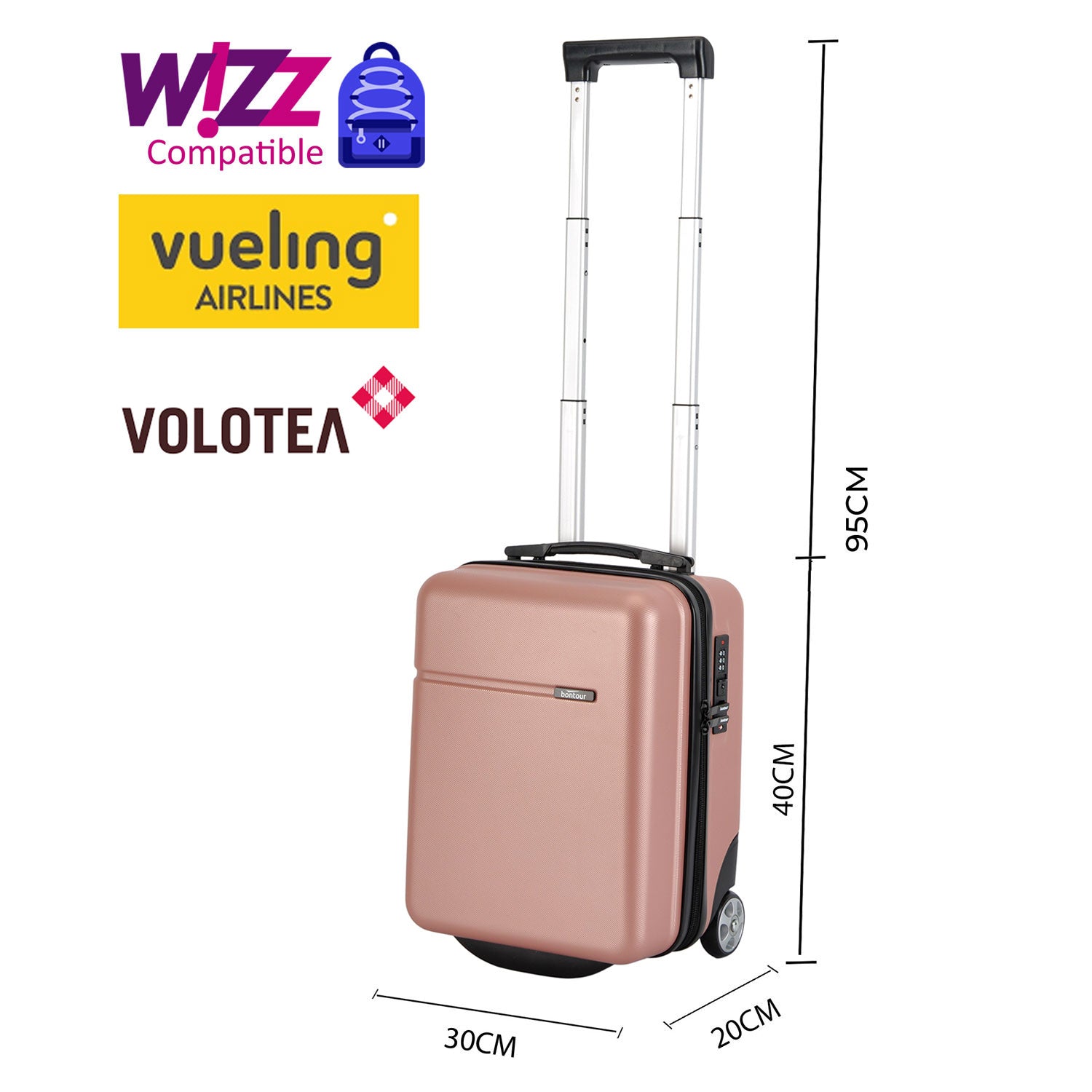 CabinOne kabinski kovčeg WIZZAIR, 40x30x20 cm, ružičasto zlato | BONTOUR-vitahome.hr