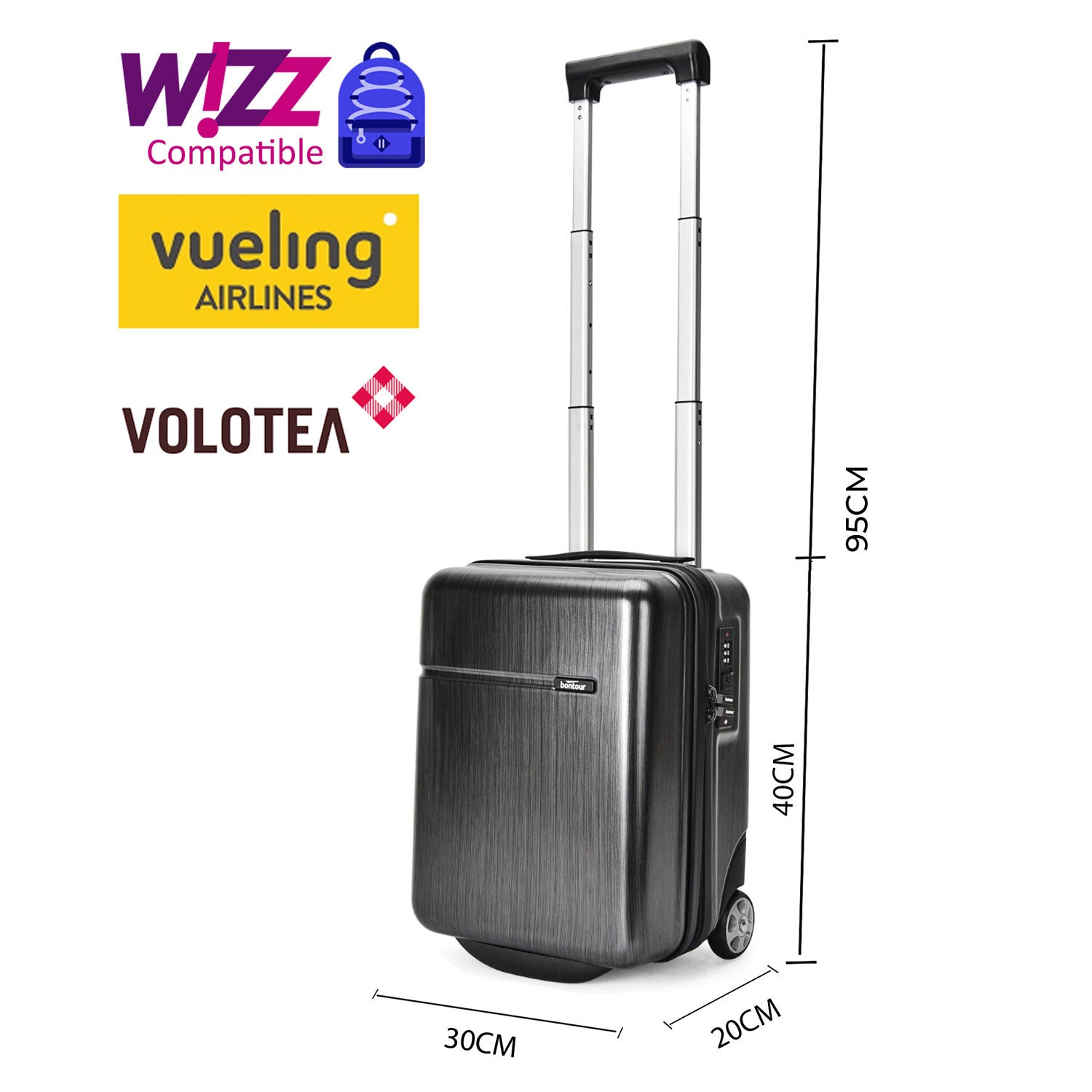 CabinOne kabinski kovčeg WIZZAIR 40x30x20 cm, staro srebro | BONTOUR-vitahome.hr