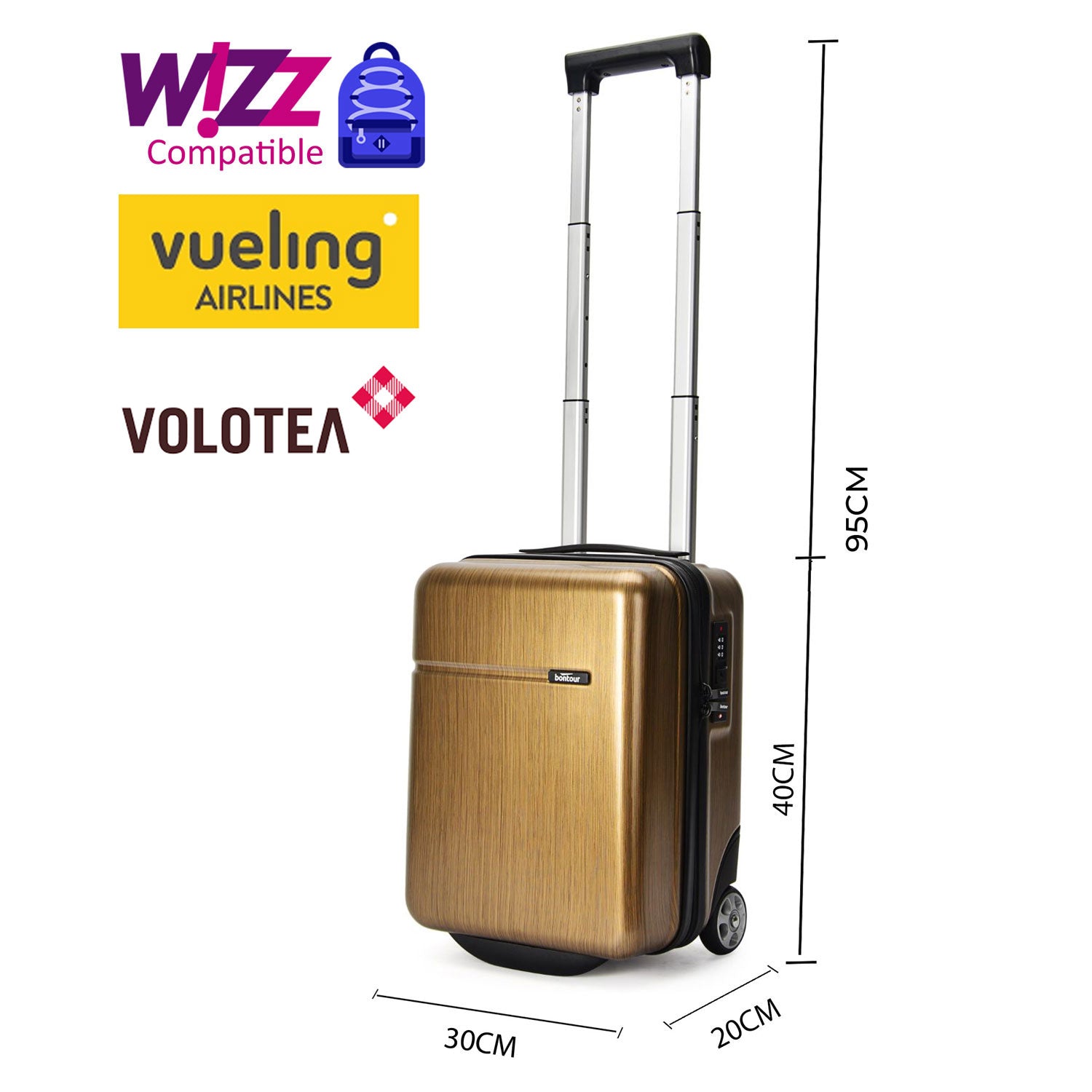 CabinOne kabinski kovčeg WIZZAIR, 40x30x20 cm, staro zlato | BONTOUR-vitahome.hr