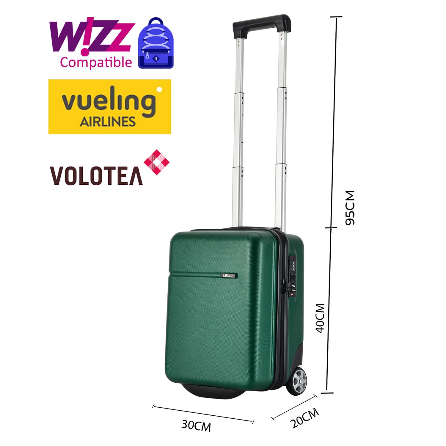 CabinOne kabinski kovčeg WIZZAIR, 40x30x20 cm, zeleni | BONTOUR-vitahome.hr