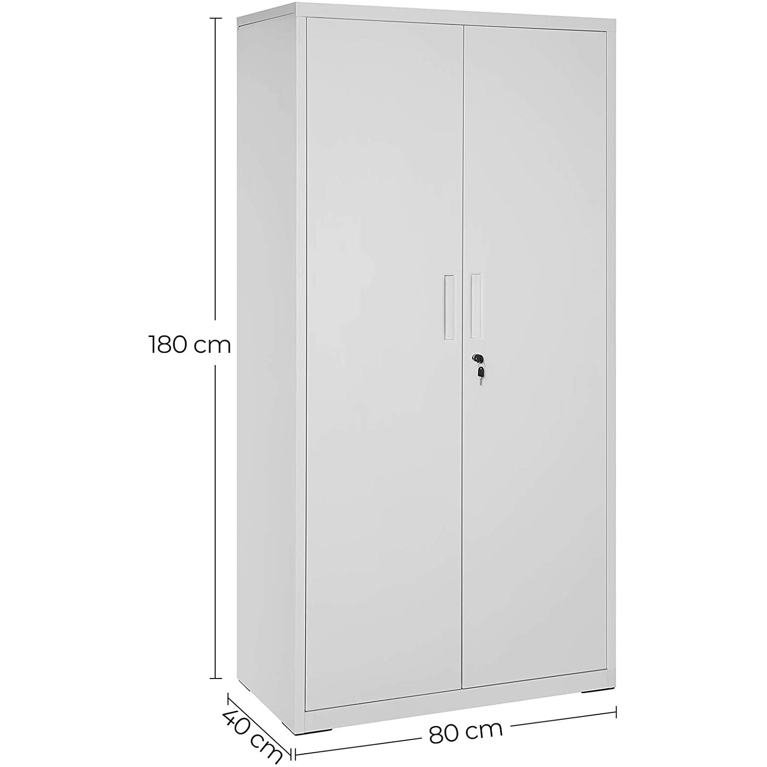 Čelični ormar s 2 vrata, 5 podesivih polica, bravom, 80 x 180 x 40 cm, mat sivi | SONGMICS-vitahome.hr