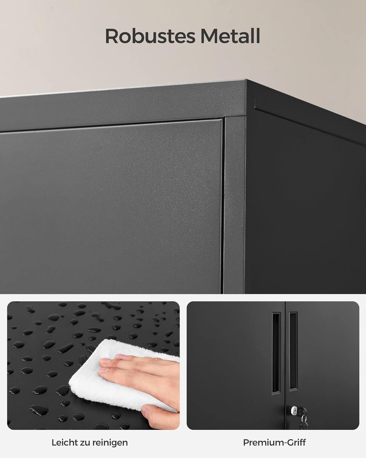 Čelični ormarić za spise s zaključavanjem, 40 x 80 x 90 cm, crni | SONGMICS-SONGMICS-Vita Home