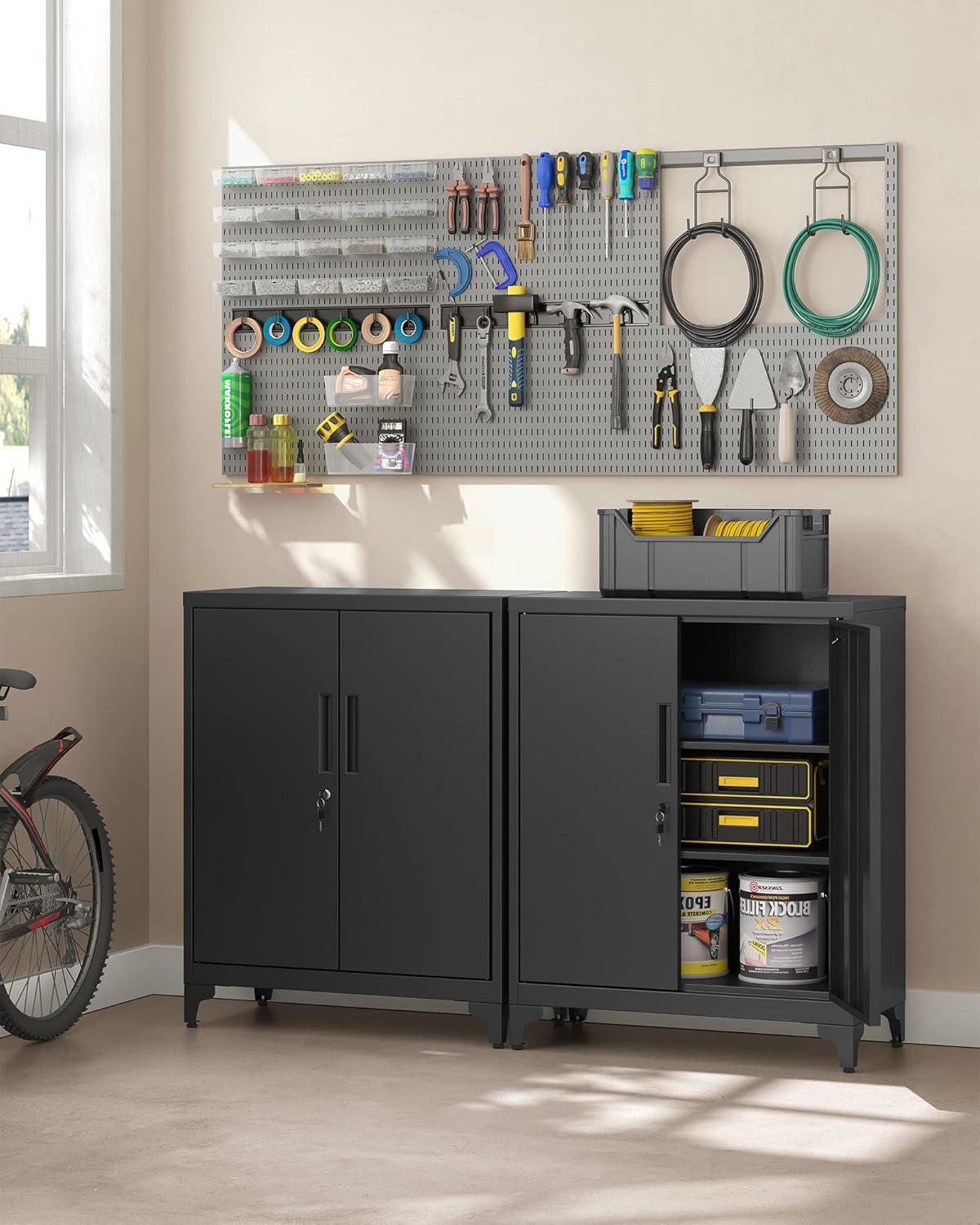 Čelični ormarić za spise s zaključavanjem, 40 x 80 x 90 cm, crni | SONGMICS-SONGMICS-Vita Home