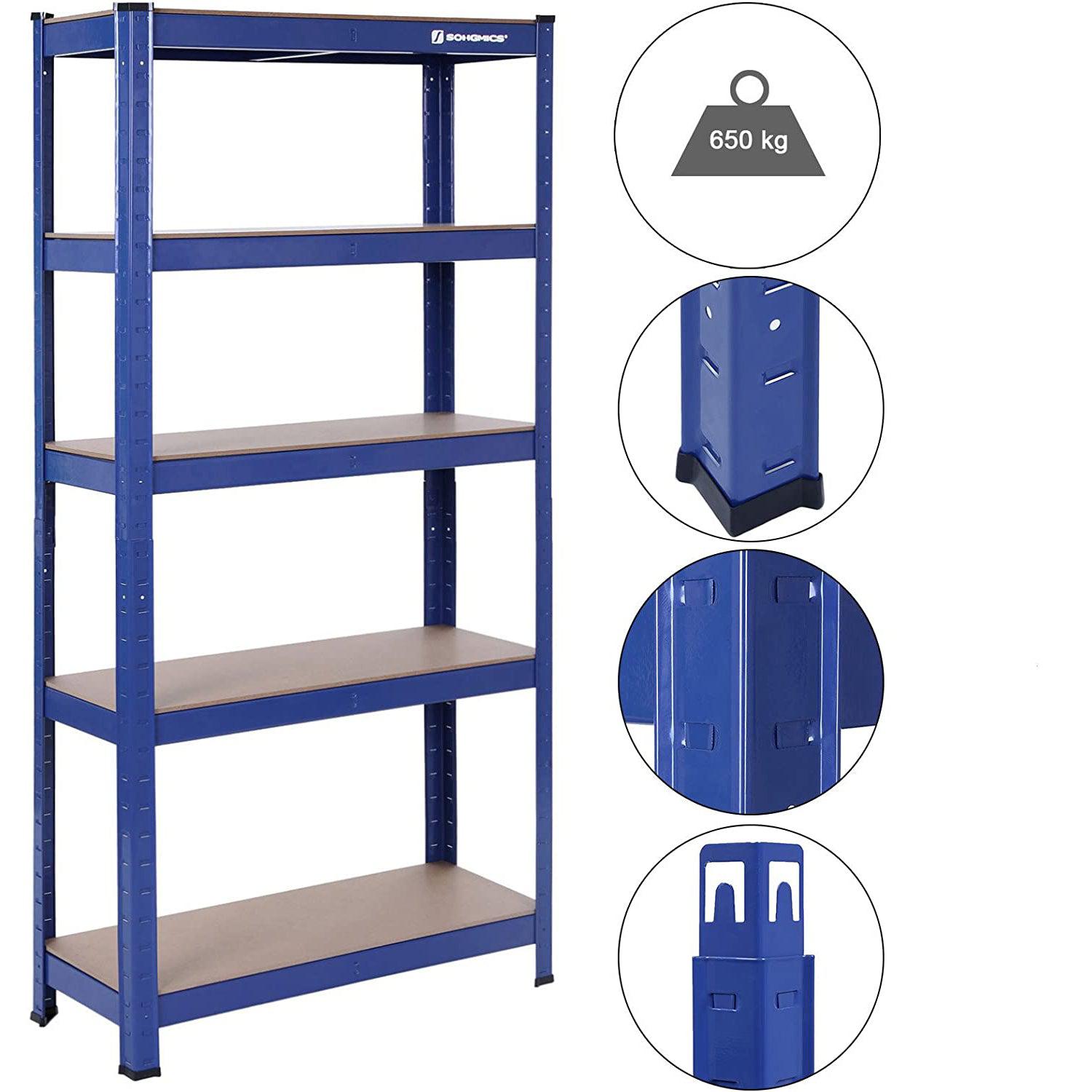 Čelični regal na 5 razina, nosivosti do 650 kg, 30 x 75 x 150 cm, plavi | SONGMICS-vitahome.hr