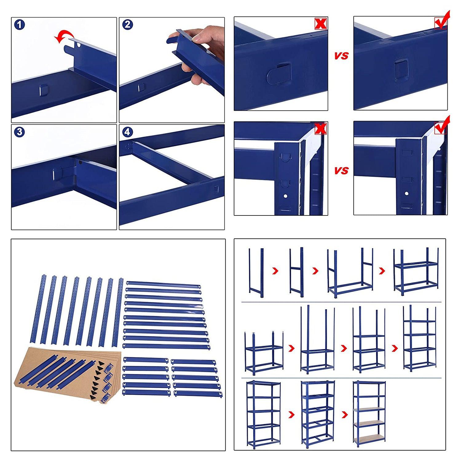Čelični regal na 5 razina, nosivosti do 650 kg, 30 x 75 x 150 cm, plavi | SONGMICS-vitahome.hr