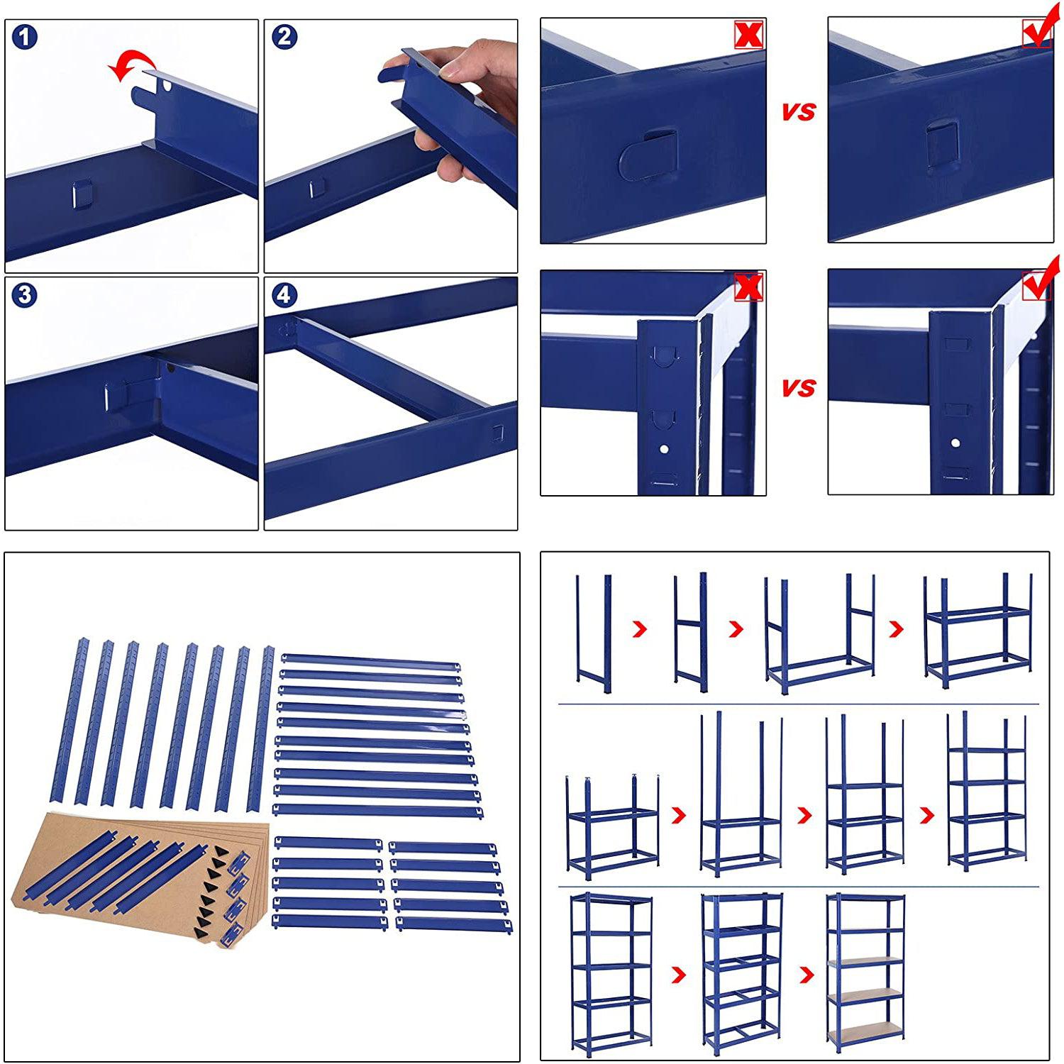 Čelični regal na 5 razina, nosivosti do 650 kg, 30 x 75 x 150 cm, plavi | SONGMICS-vitahome.hr