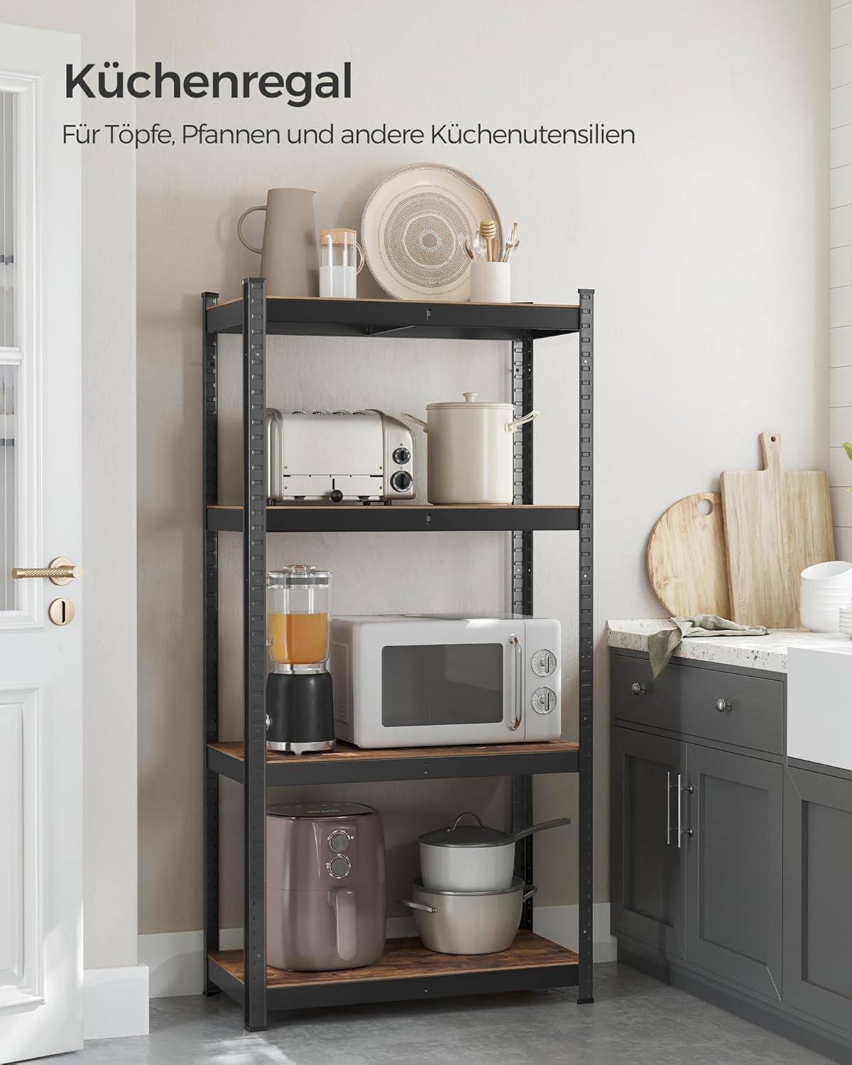 Čelični regal nosivosti 520kg, 40 x 80 x 160 cm, rustikalno smeđa i crna | SONGMICS-SONGMICS-Vita Home