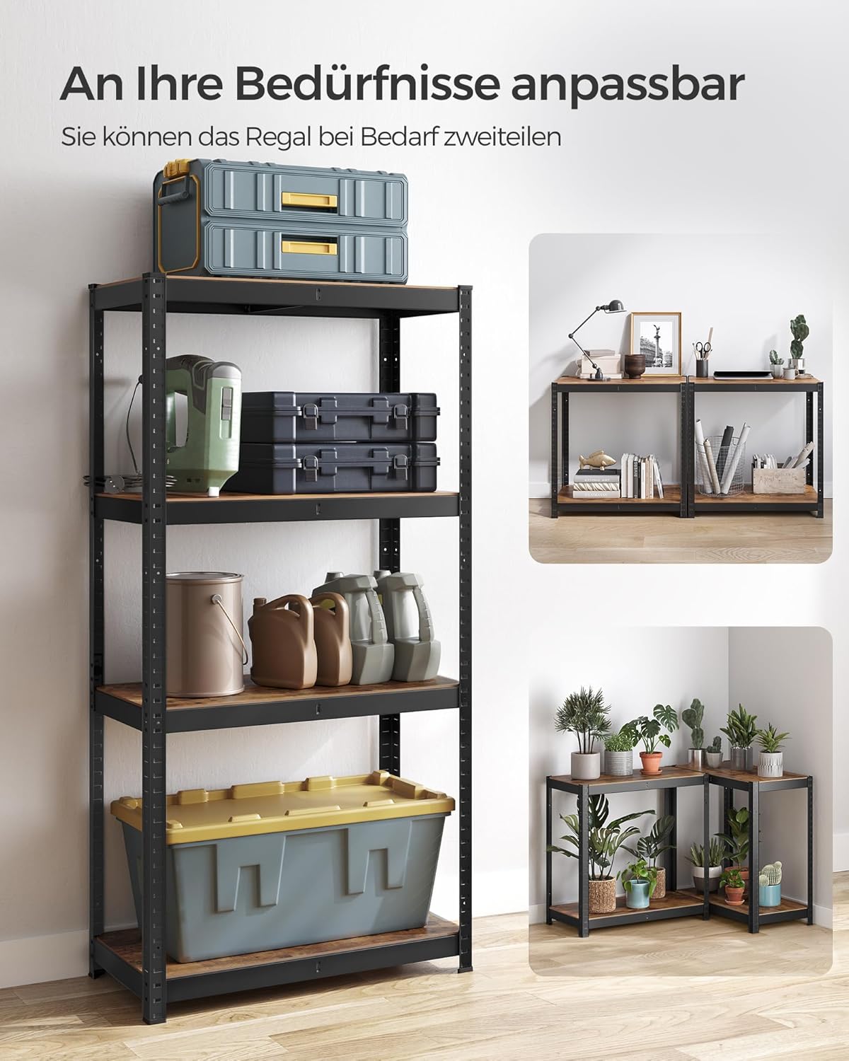 Čelični regal nosivosti 520kg, 40 x 80 x 160 cm, rustikalno smeđa i crna | SONGMICS-SONGMICS-Vita Home