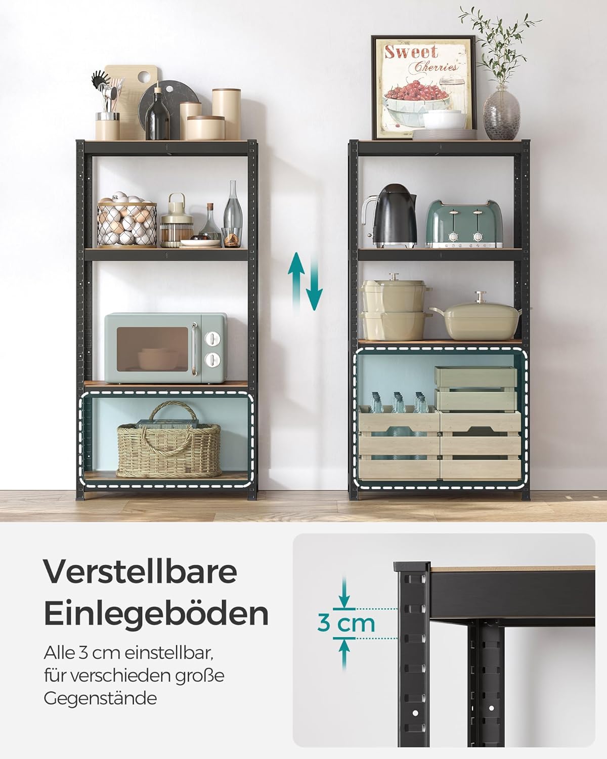 Čelični regal nosivosti 520kg, 40 x 80 x 160 cm, rustikalno smeđa i crna | SONGMICS-SONGMICS-Vita Home