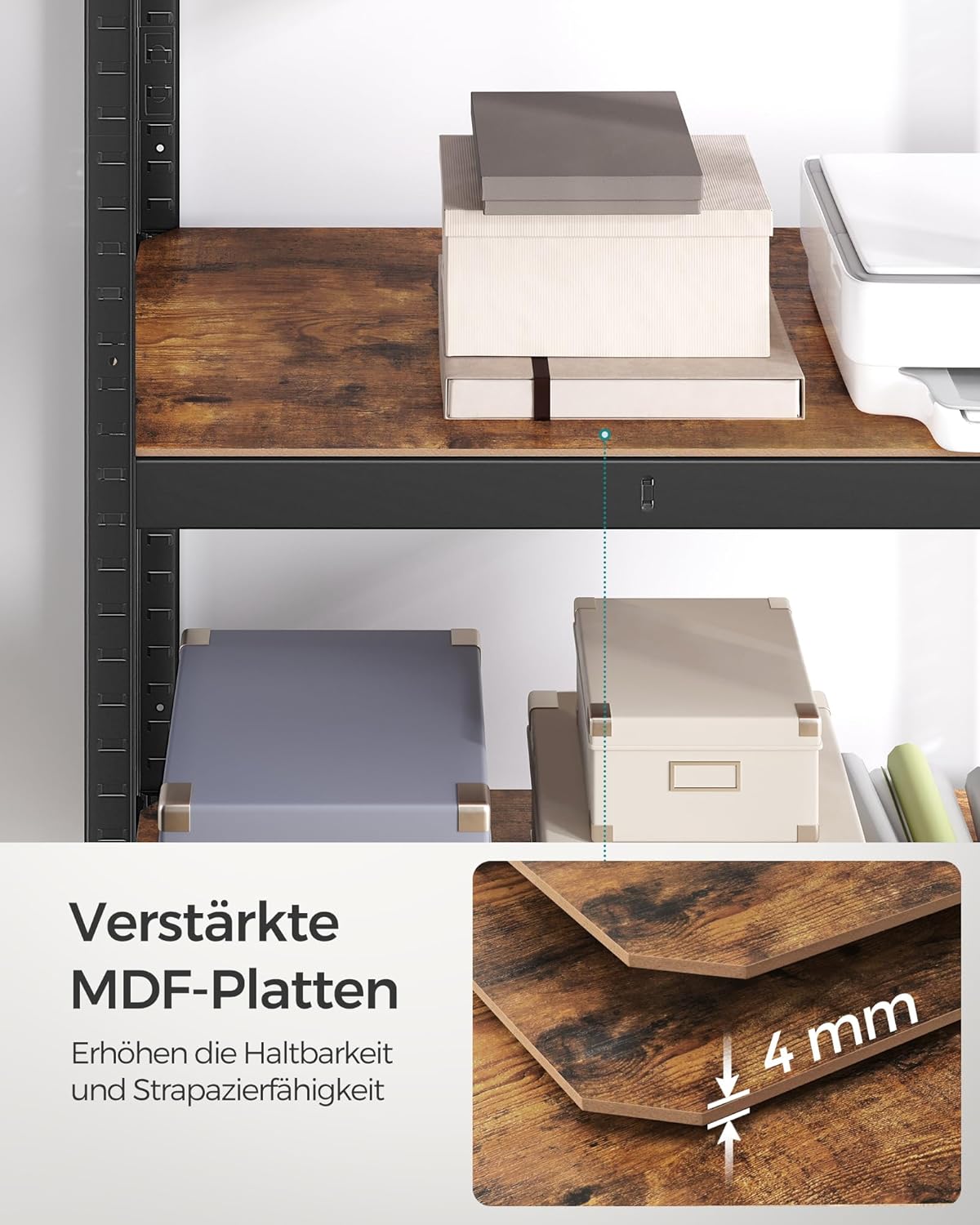 Čelični regal nosivosti 520kg, 40 x 80 x 160 cm, rustikalno smeđa i crna | SONGMICS-SONGMICS-Vita Home