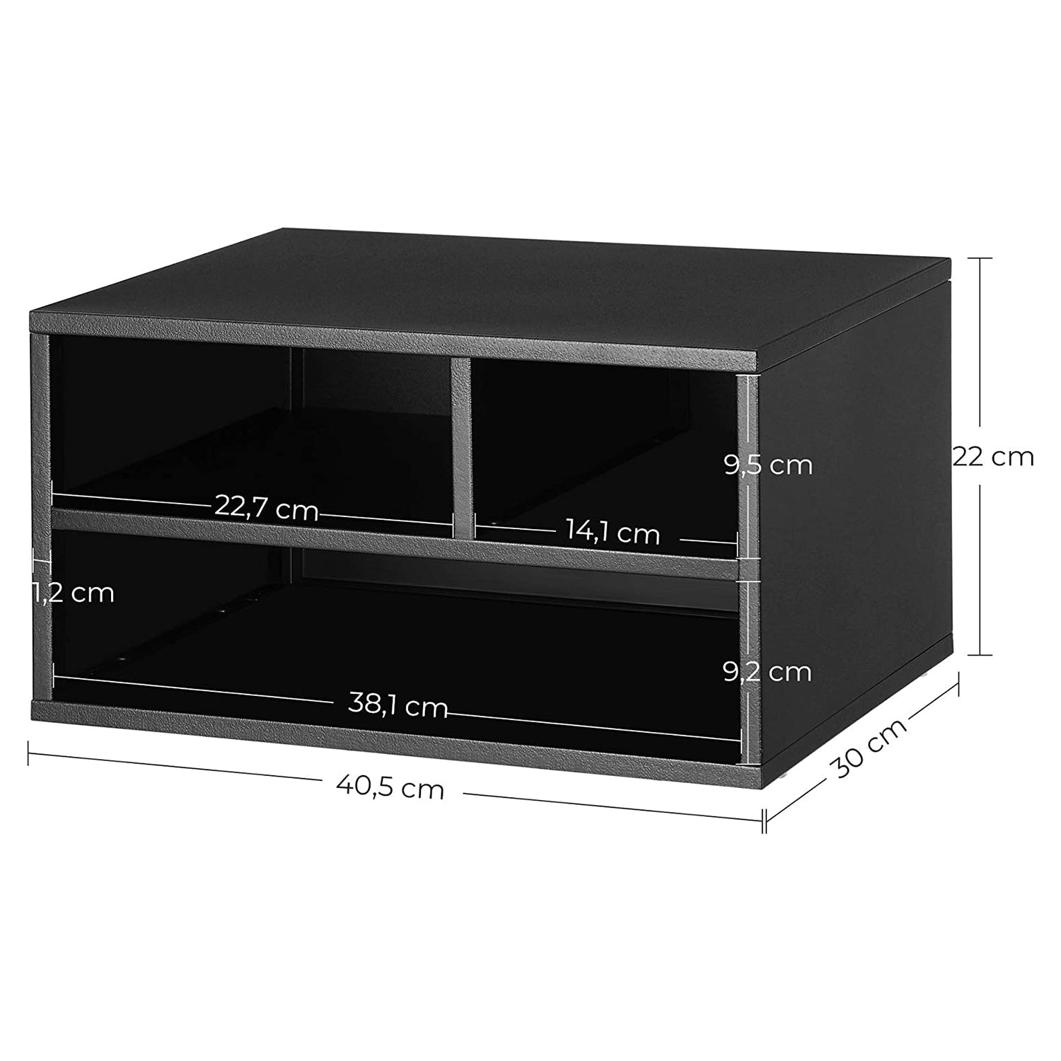 Čelični stalak za ispis s policama 40,5 x 22 x 30 cm, crni | SONGMICS-vitahome.hr