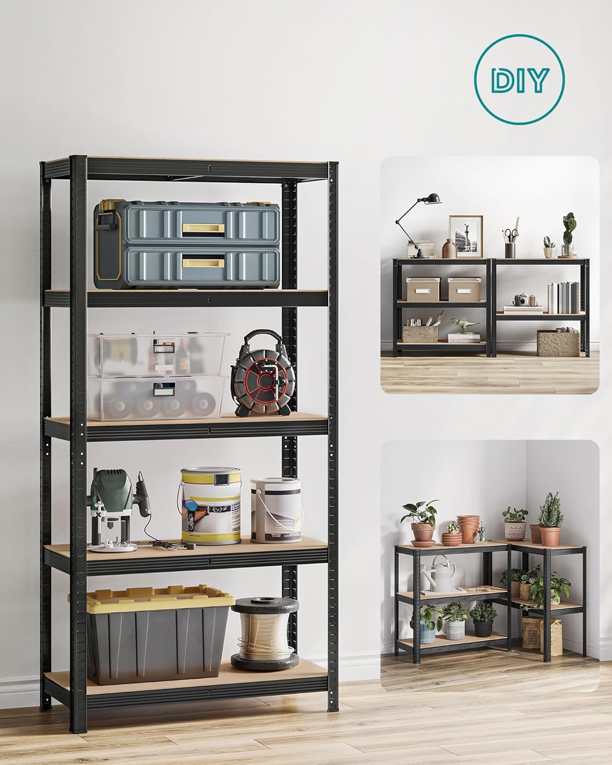 Čelični sustav polica, 2 komada, 180x90x40 cm, crni