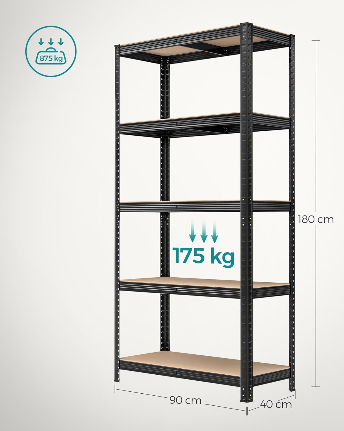 Čelični sustav polica, 2 komada, 180x90x40 cm, crni
