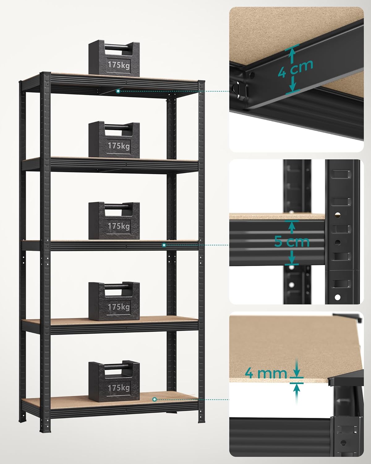 Čelični sustav polica, 2 komada, 180x90x40 cm, crni