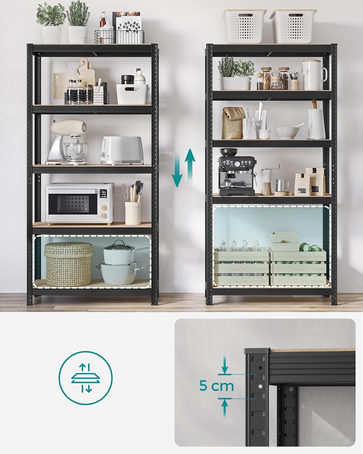 Čelični sustav polica, 2 komada, 180x90x40 cm, crni